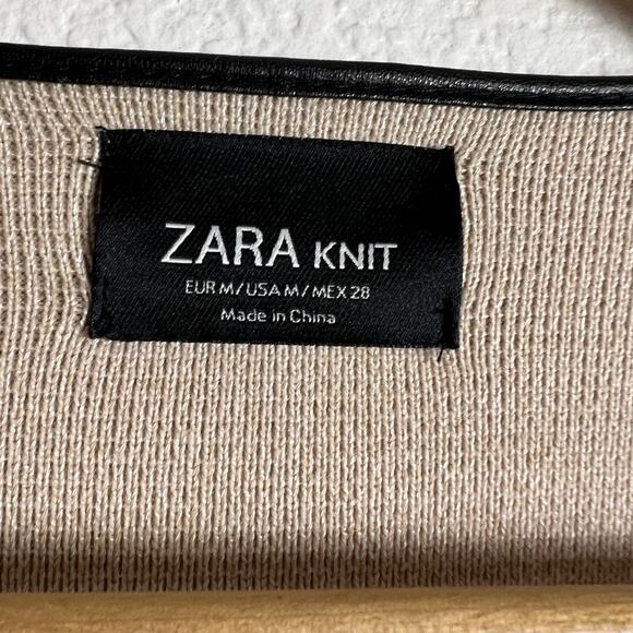 Zara Beige Knit Waterfall Open Front Cardigan Jacket Size M - Picture 4 of 12